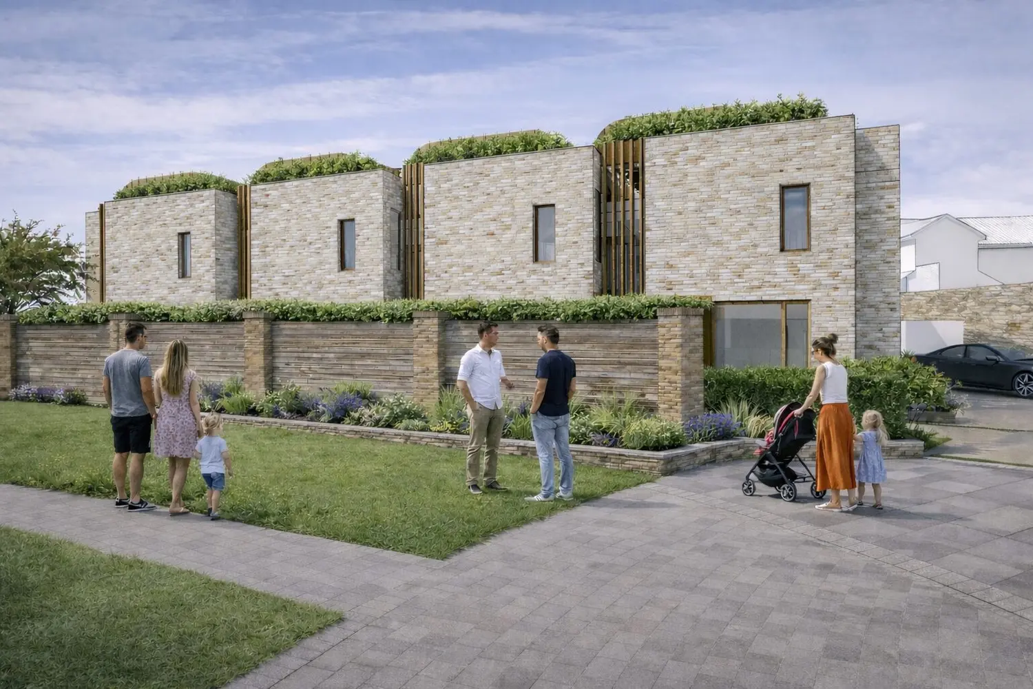 Architectural CGI showing the complete collection of four contemporary residences at Coliemore Terrace